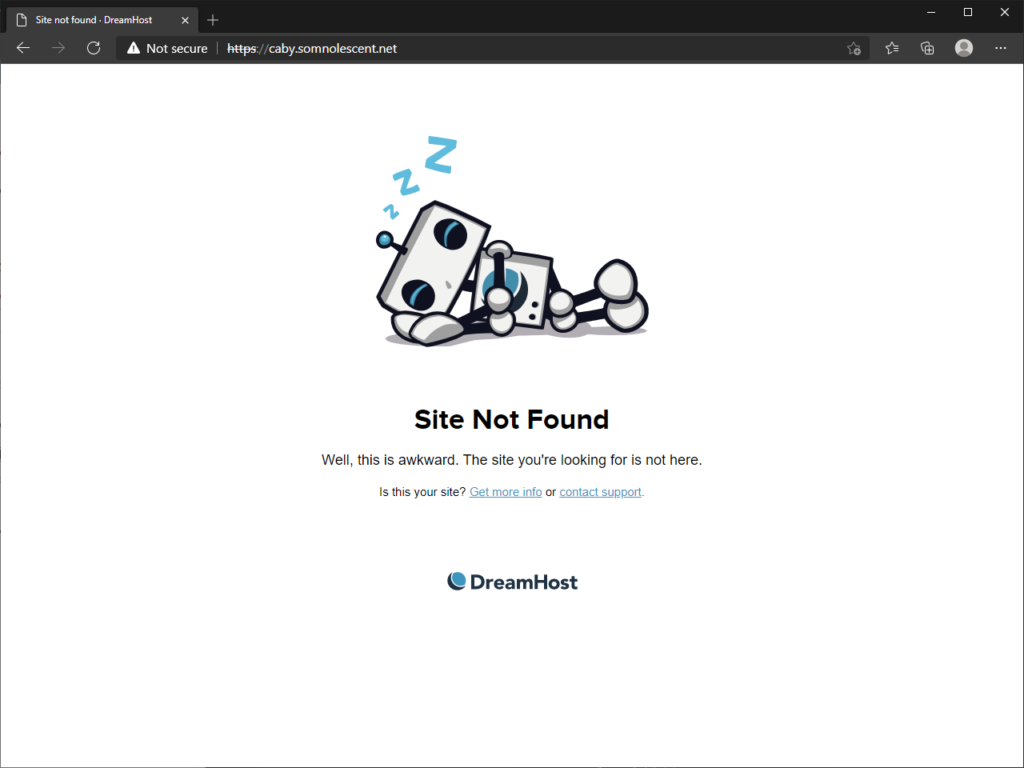 DreamHost saying a site that does exist doesn't