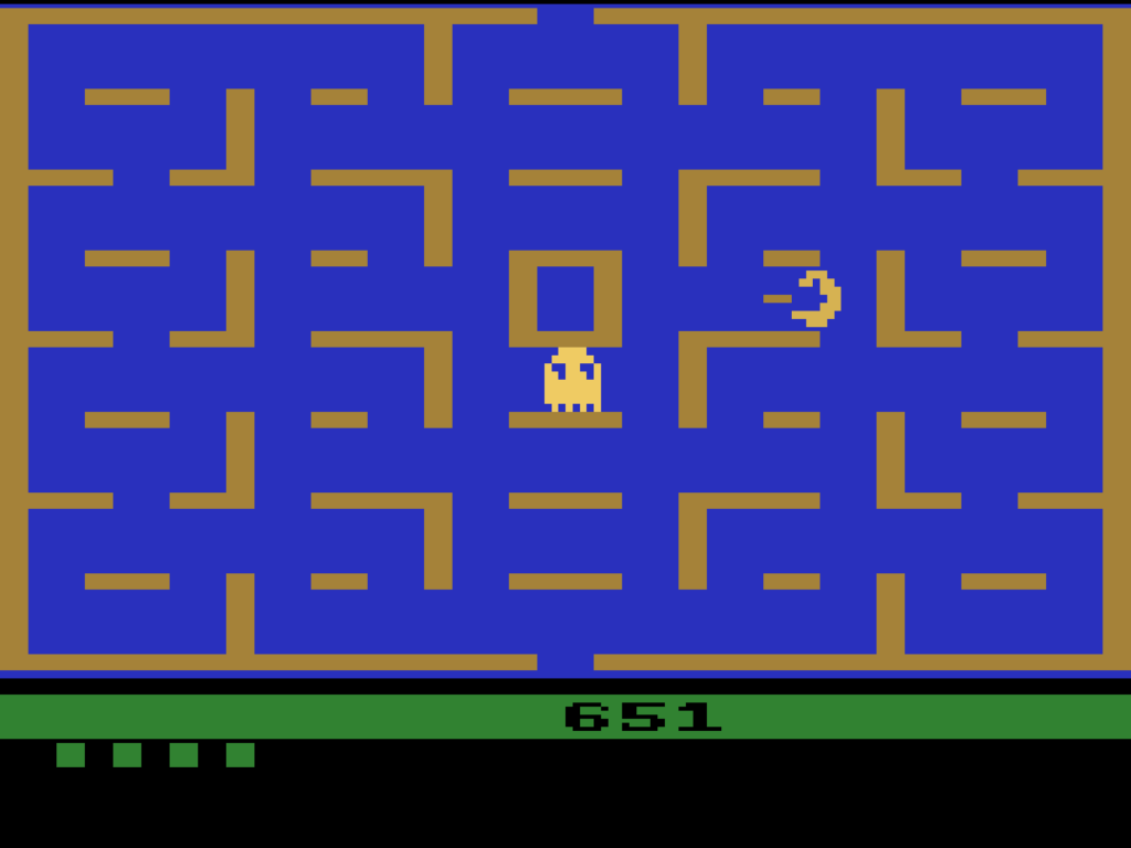 Pac-Man about to clear a maze