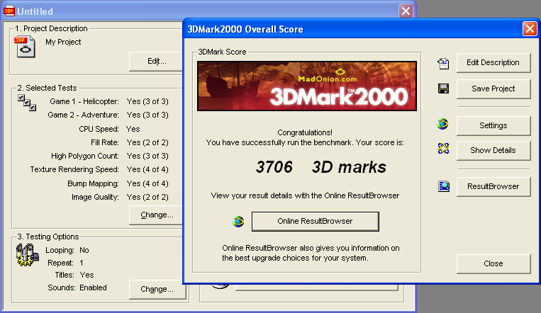 The eMachines Laptop's 3DMark2000 results
