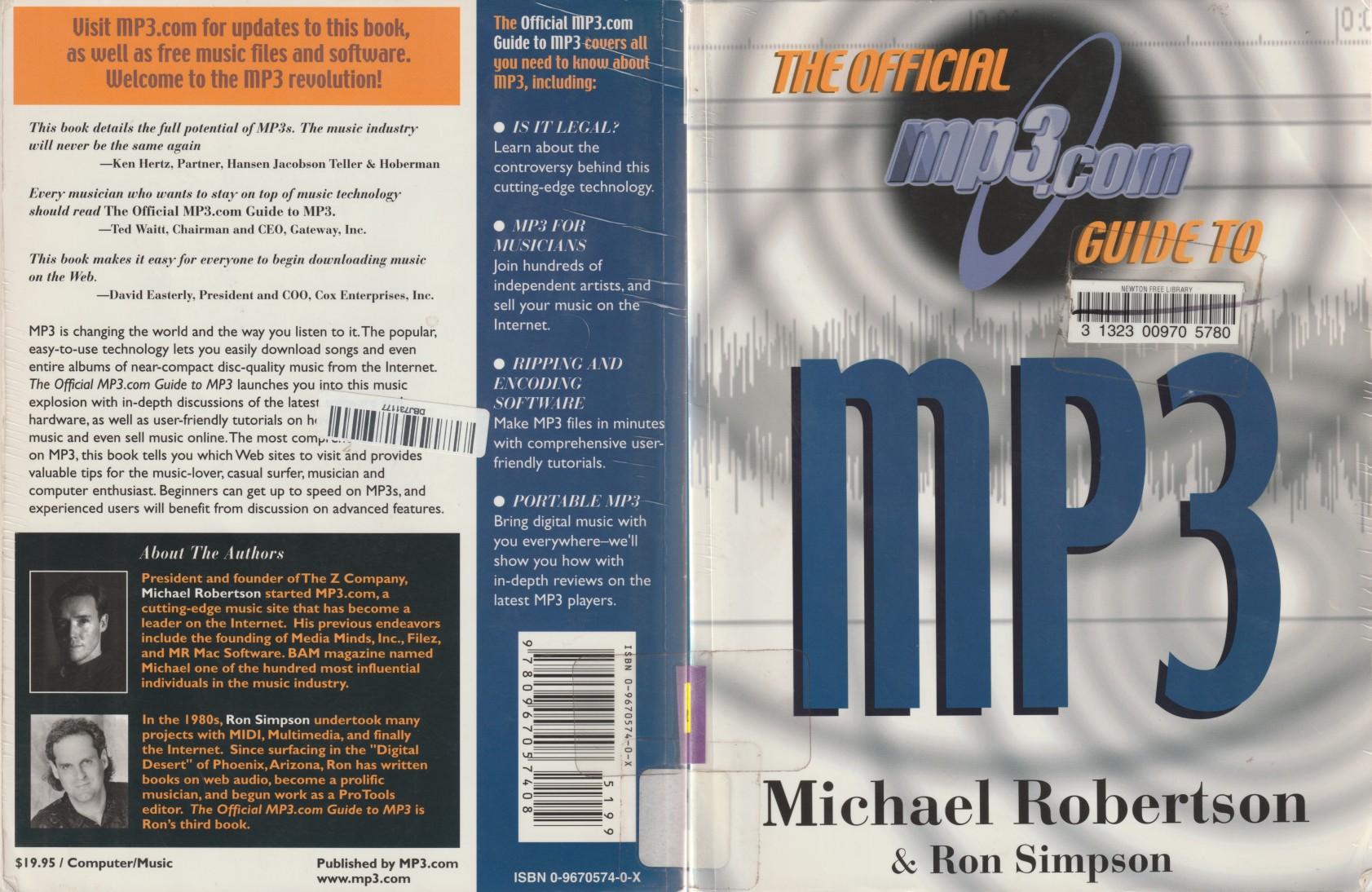 The front and back covers of the MP3.com Official Guide to MP3s