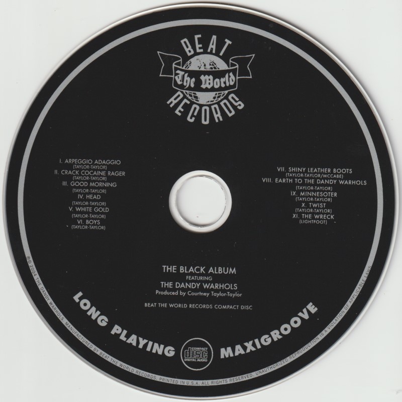 The CD art for The Dandy Warhols' Black Album