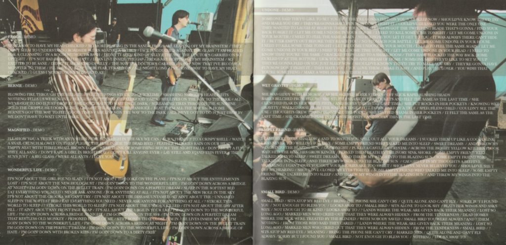 Inside the lyrics booklet for Essentials