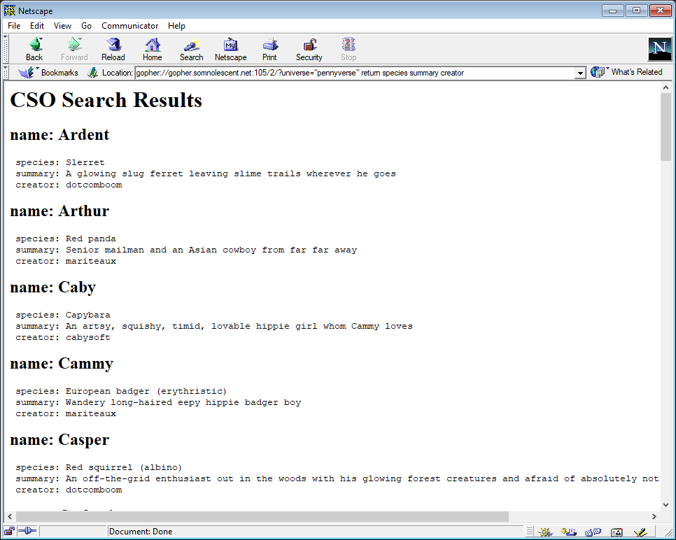 A CCSO search using the return parameter