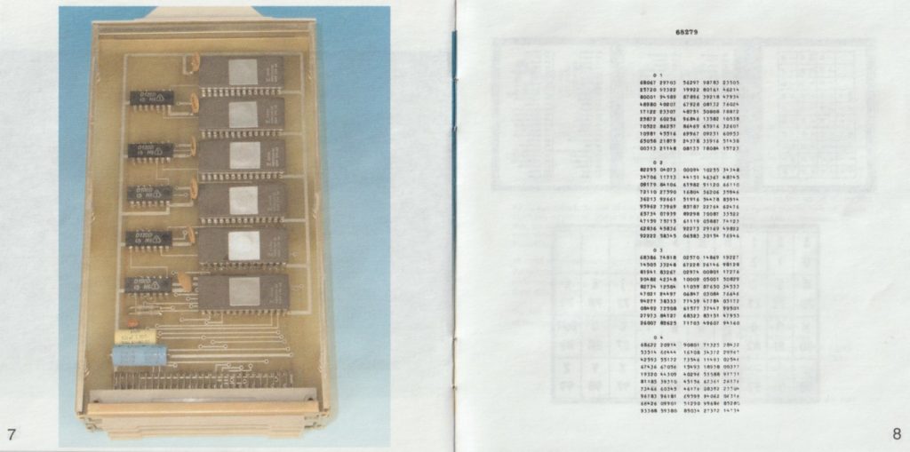 Another circuit board inside the Sprach-Morse-Generator, plus a one-time pad