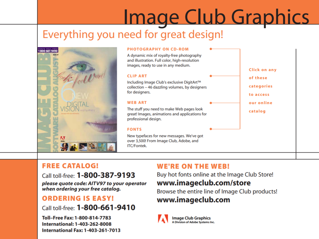 A PDF advertisement for Image Club Graphics