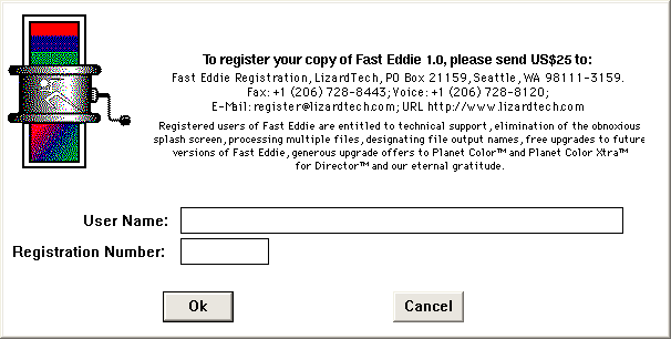 Fast Eddie shareware registration