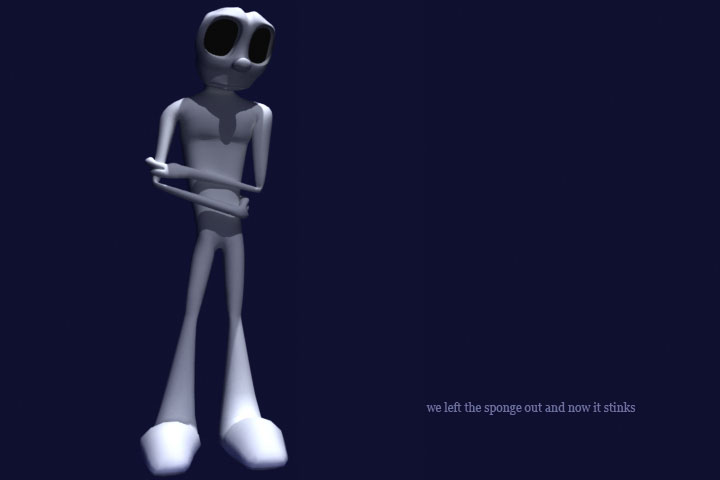 A weird 3D render found on one of the sites that leaked Beck's Guero