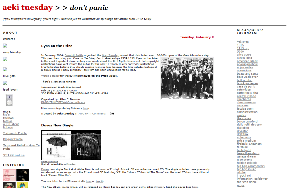 An archive of Aeki Tuesday's site