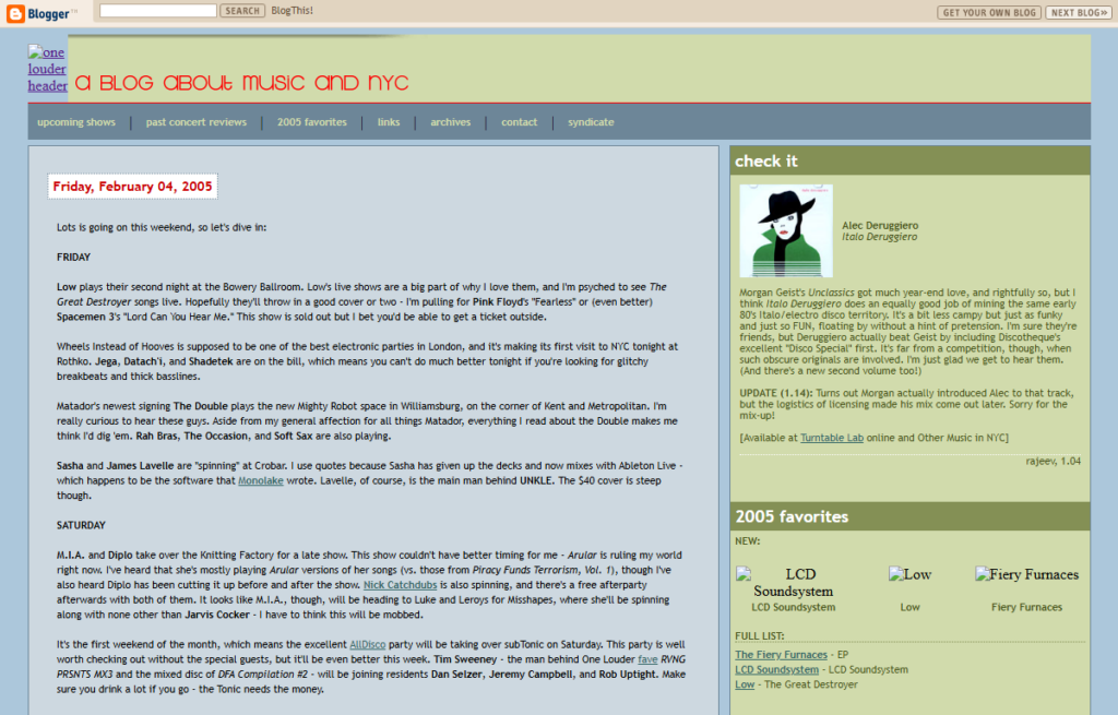 An archive of the One Louder site